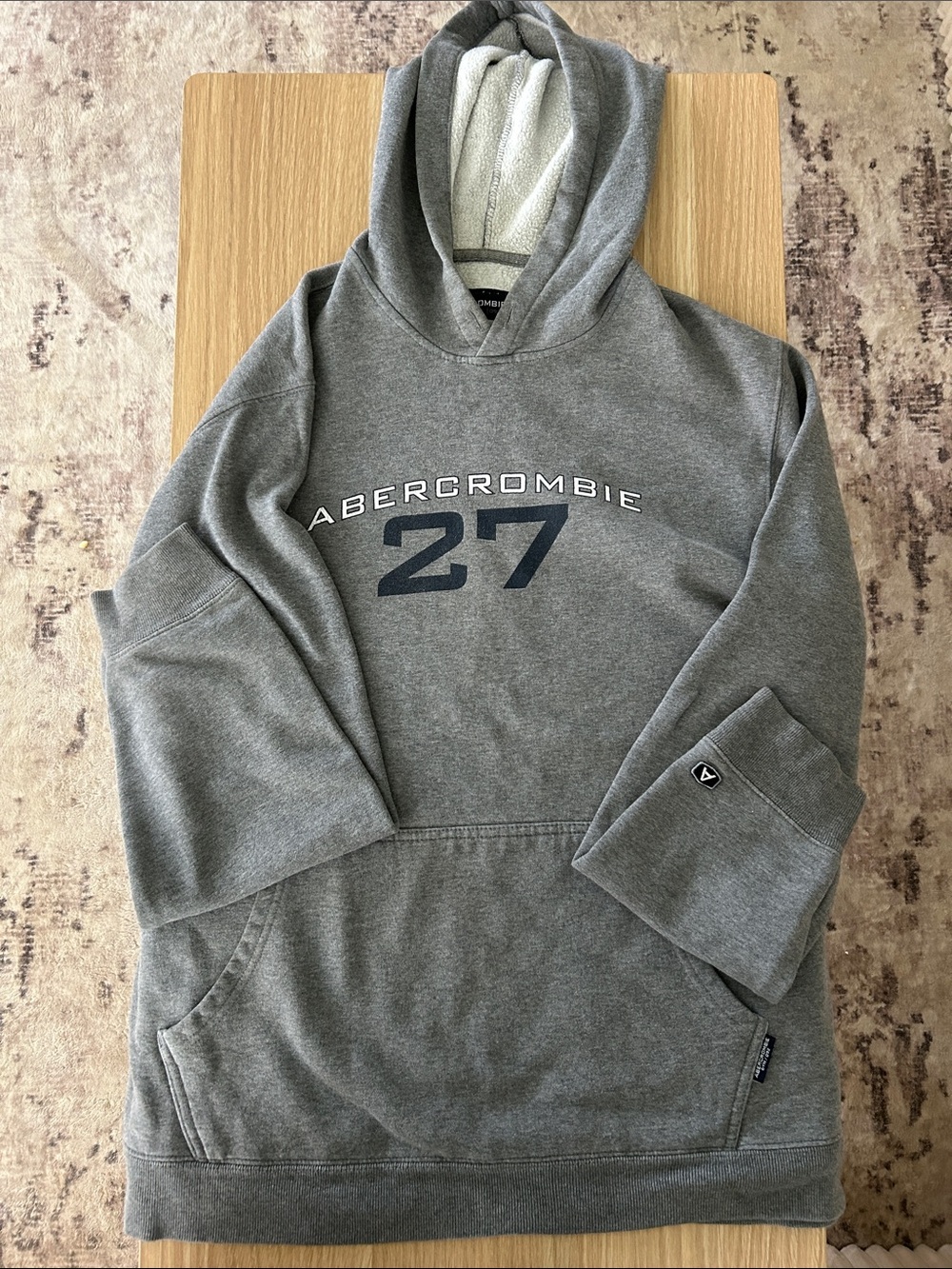 Men’s Abercrombie & Fitch Gray Hooded Sweatshirt with Navy '27' Graphic